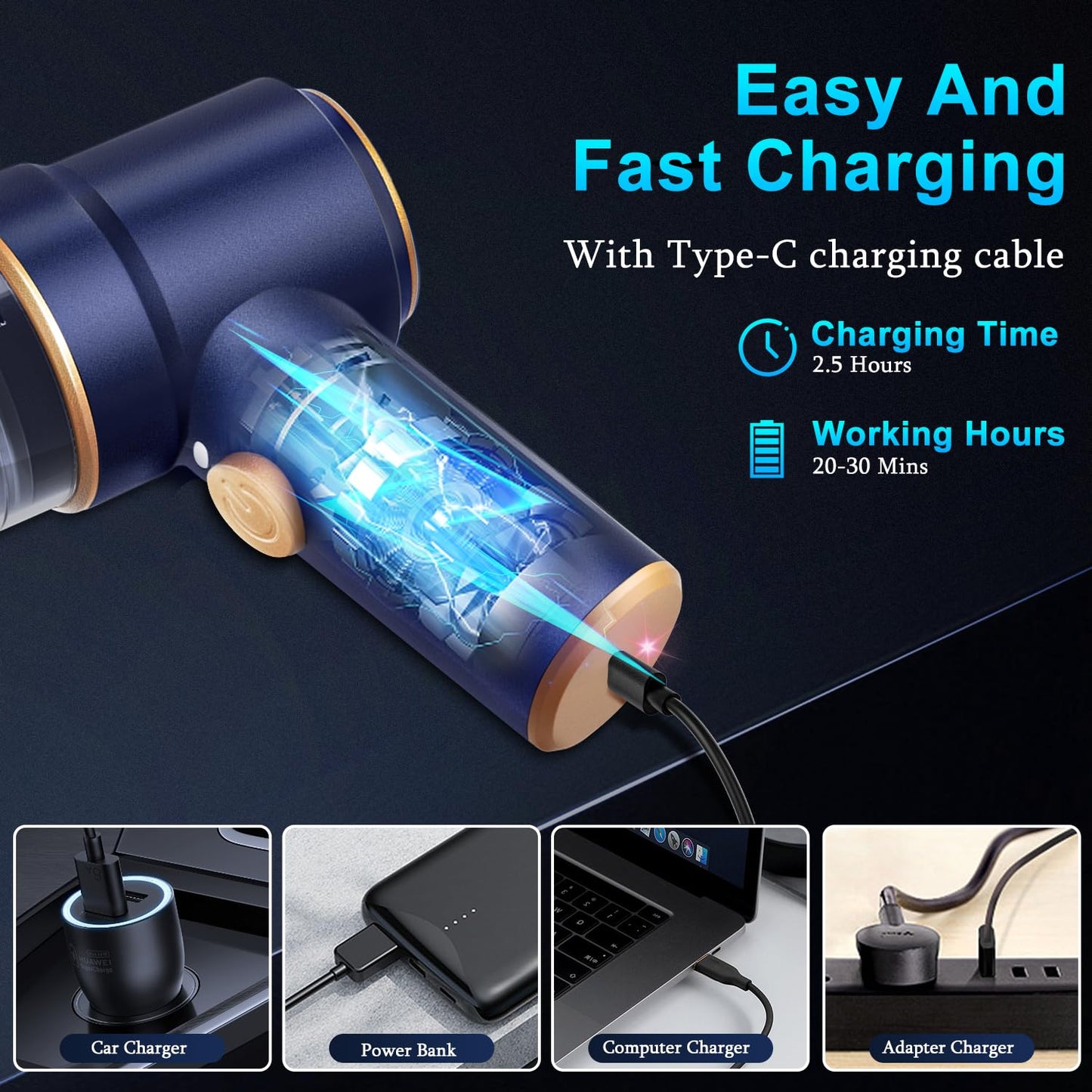 KMM Handheld Car Vacuum Cleaner, 9000Pa Vacuum Cleaner and Air Duster, 120W High Power Hand Held Vacuum with LED Light and Multi-Nozzles for Car, Home, Office, Pet