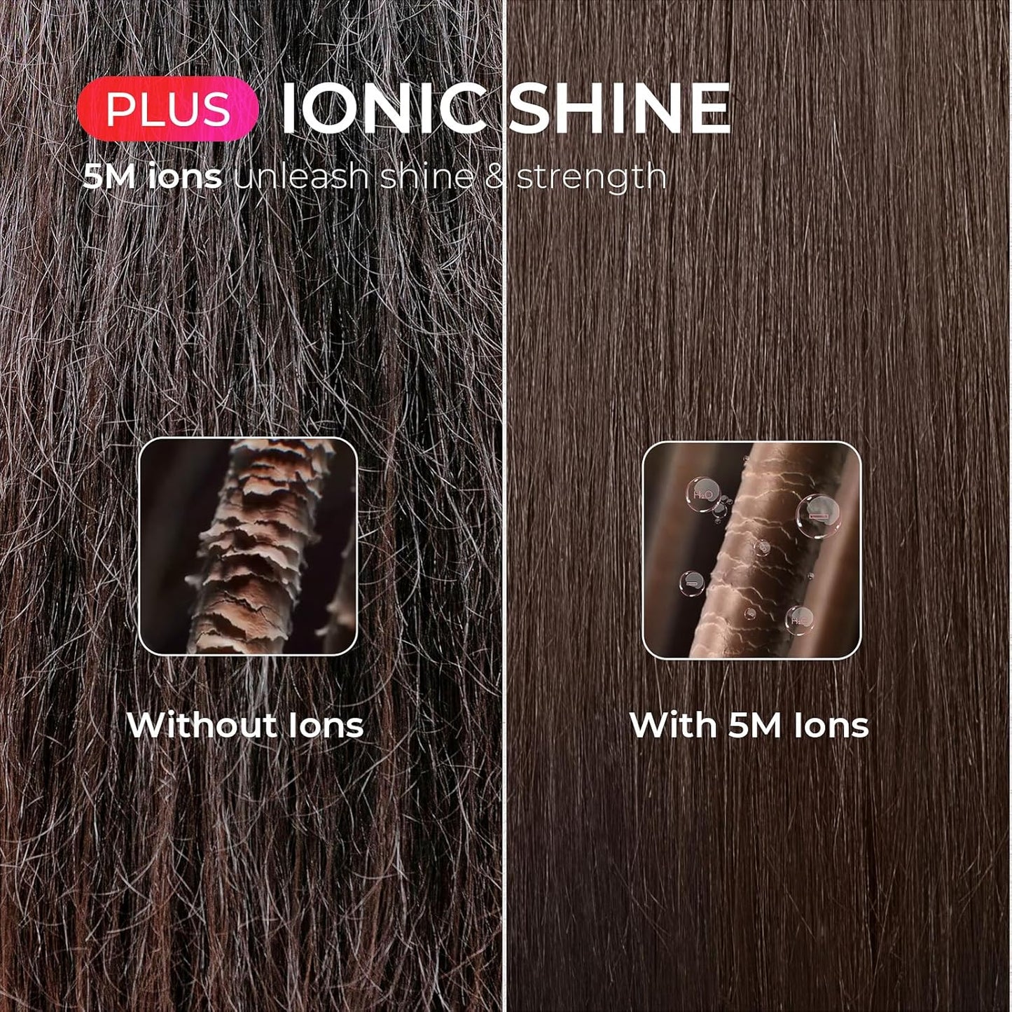 TYMO Ring Plus Ionic Hair Straightener Brush - Straightening Comb with Negative Ions for Women, Titanium Coating, 9 Temp Settings & LED Display, Dual Voltage, Professional Styling Tools