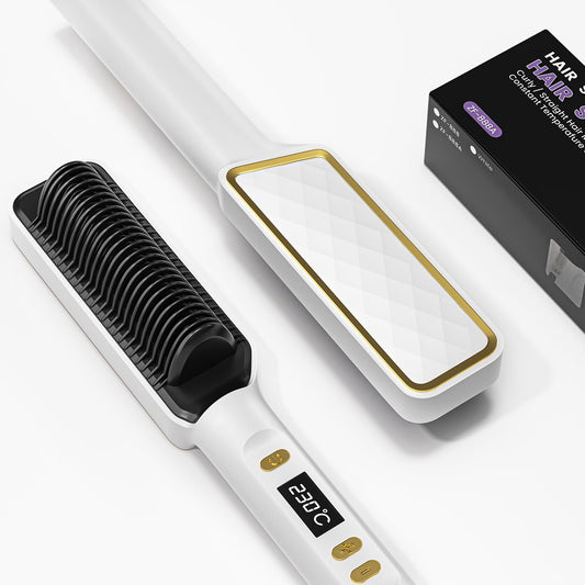 Dxliwky Hair Straightener Brush, Ionic Hair Straightening Brush & Iron Hot Comb with LED Display,10s Fast Heating, 30 Temp Settings,Anti-Scald, Professional Hair Tools for Styling